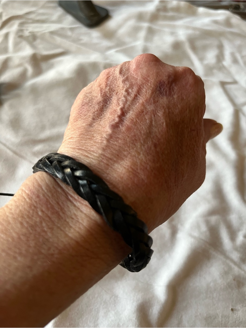 Black Braided Leather Bracelet - Women's Jewelry